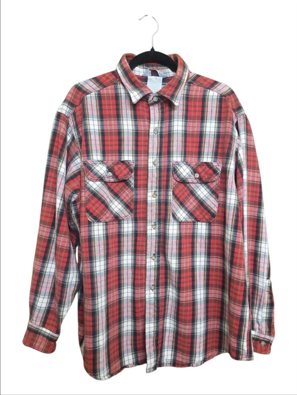 Vintage Carhartt Red Plaid Flannel Shirt Men’s L Rugged Outdoor